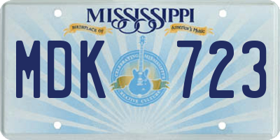 MS license plate MDK723