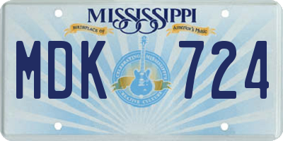 MS license plate MDK724