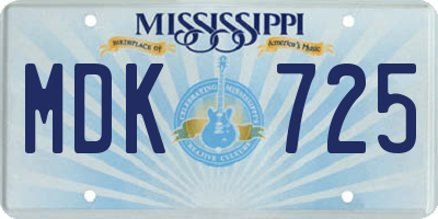 MS license plate MDK725