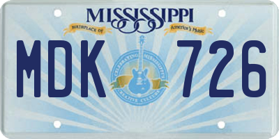 MS license plate MDK726