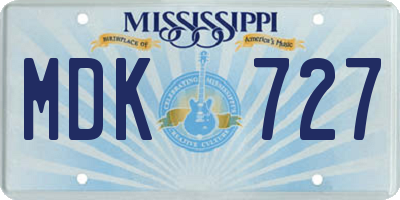 MS license plate MDK727