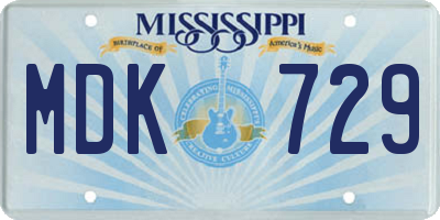 MS license plate MDK729