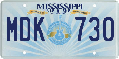 MS license plate MDK730