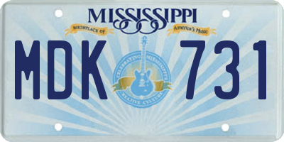 MS license plate MDK731
