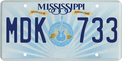 MS license plate MDK733