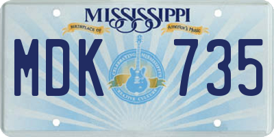 MS license plate MDK735