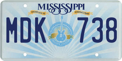 MS license plate MDK738