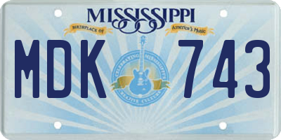 MS license plate MDK743