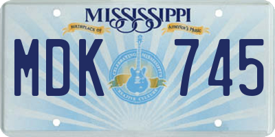 MS license plate MDK745