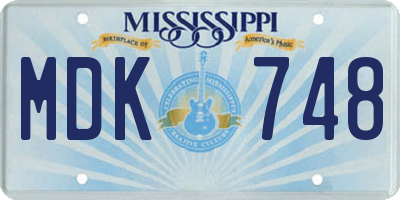 MS license plate MDK748