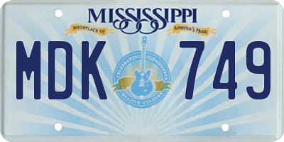 MS license plate MDK749