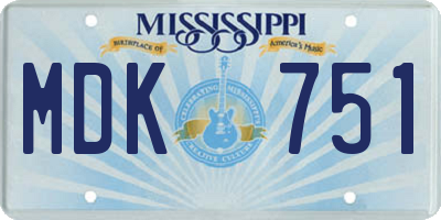 MS license plate MDK751
