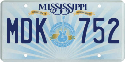 MS license plate MDK752