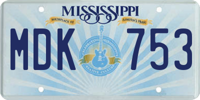 MS license plate MDK753