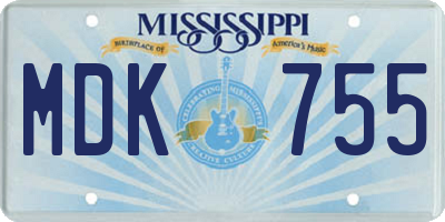 MS license plate MDK755