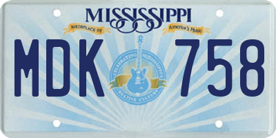 MS license plate MDK758