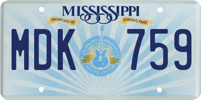 MS license plate MDK759