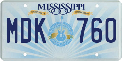 MS license plate MDK760