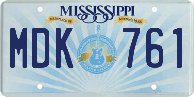 MS license plate MDK761