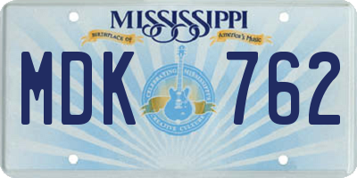 MS license plate MDK762