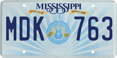 MS license plate MDK763