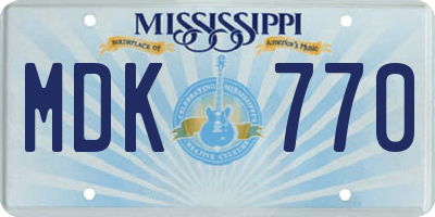 MS license plate MDK770