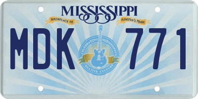 MS license plate MDK771