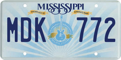 MS license plate MDK772
