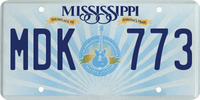 MS license plate MDK773