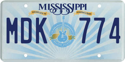 MS license plate MDK774