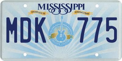 MS license plate MDK775