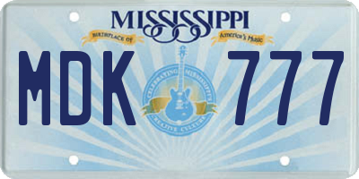 MS license plate MDK777