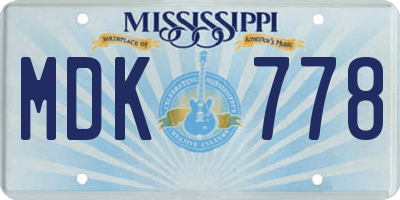 MS license plate MDK778