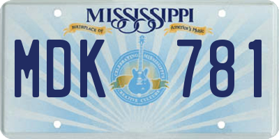 MS license plate MDK781