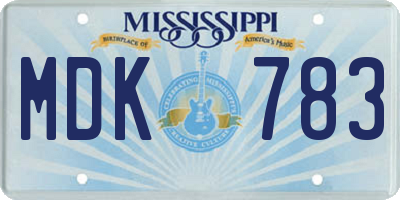 MS license plate MDK783