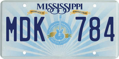 MS license plate MDK784