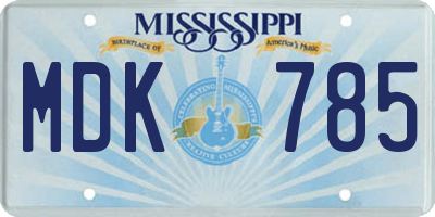 MS license plate MDK785
