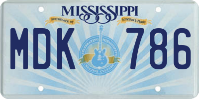 MS license plate MDK786