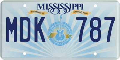 MS license plate MDK787
