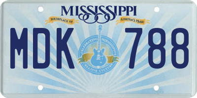 MS license plate MDK788