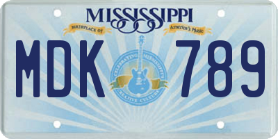 MS license plate MDK789