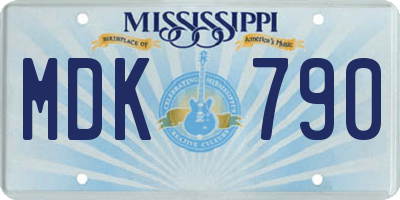 MS license plate MDK790