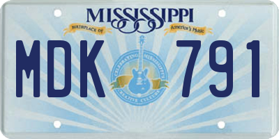 MS license plate MDK791