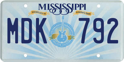 MS license plate MDK792
