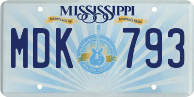 MS license plate MDK793