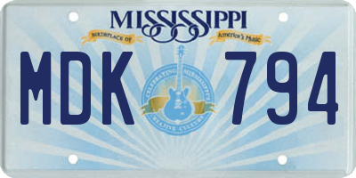MS license plate MDK794