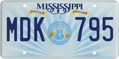 MS license plate MDK795