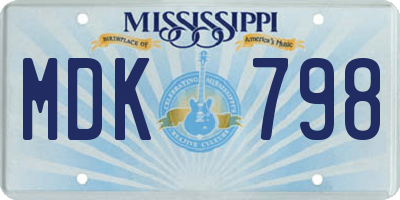 MS license plate MDK798