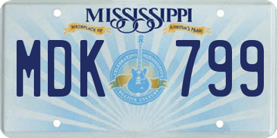 MS license plate MDK799