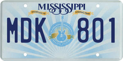 MS license plate MDK801